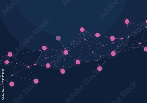 Dynamic data visualization of connected networks digital space infographic abstract environment aerial view technology concept