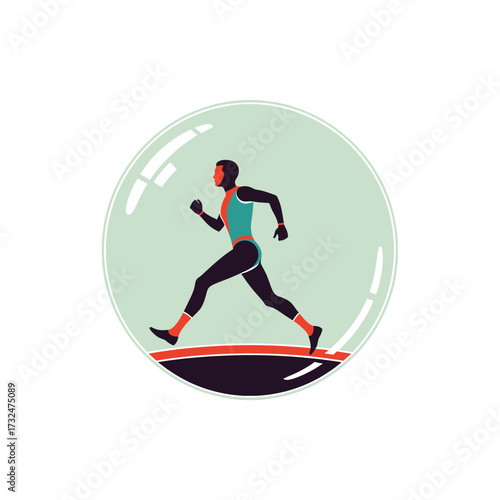 Runner in a bubble, focused on the sport of running.
