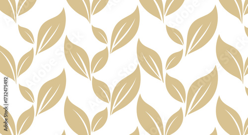Gold leaf pairs in a seamless pattern against a white background