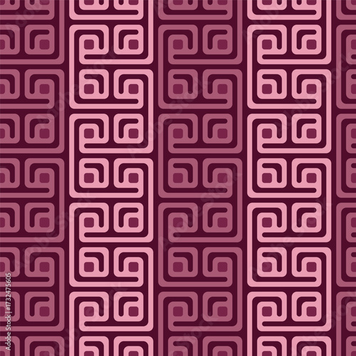 Modern Geometric Pink Tonal Maze Repeating Decorative Surface Pattern