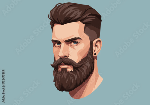 Artistic portrait of a bearded man digital setting view creative concept