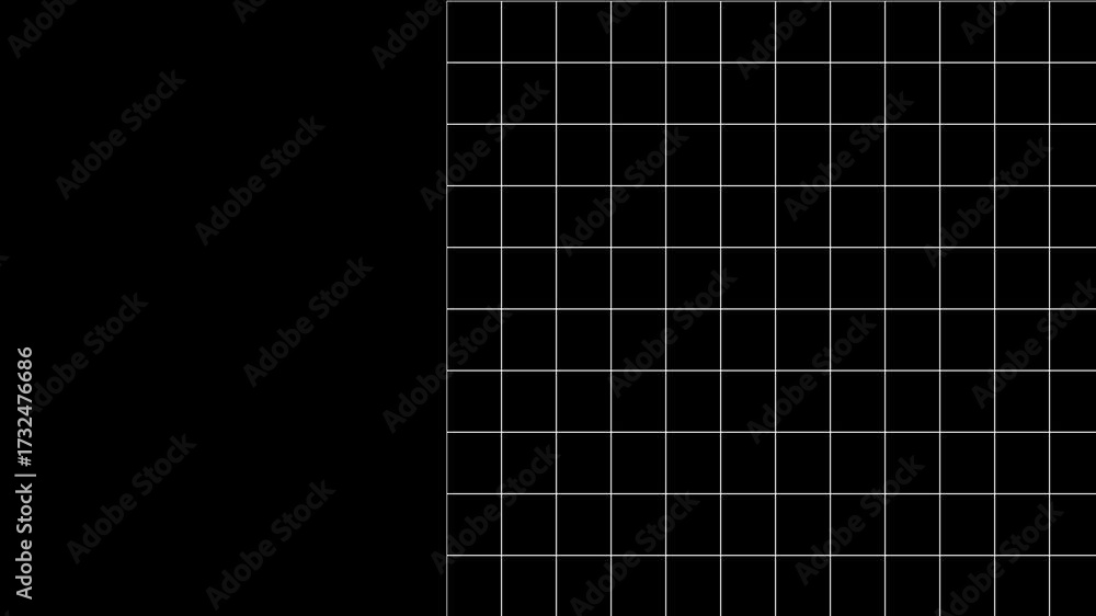 Grid texture abstract design with black background and white lines forming a simple pattern
