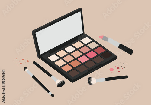 Applying makeup techniques beauty essentials vanity digital minimalist style top view makeup artistry