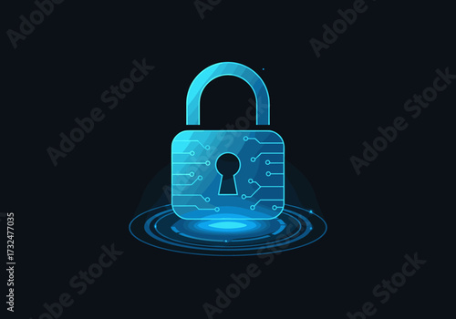 Digital security action virtual space graphic design cyber environment futuristic viewpoint data protection concept