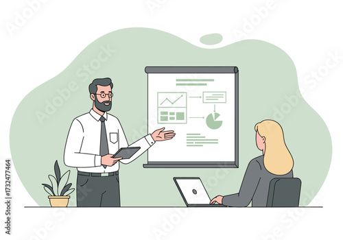 Business presentation techniques office digital content professional environment engaging viewpoint effective communication strategies