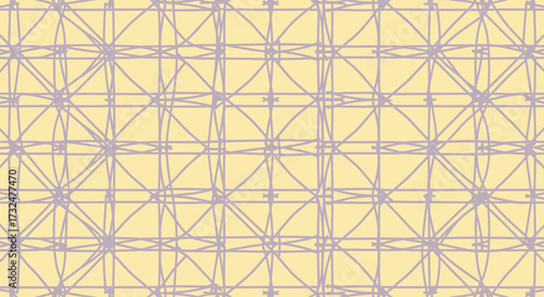 Abstract criss-cross pattern in lavender on pale yellow background
