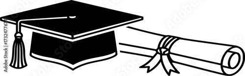 Diploma education icon. Graduation cap sign and symbol vector