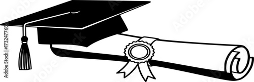 Diploma education icon. Graduation cap sign and symbol vector