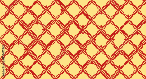 Red ornate diamond pattern on yellow background