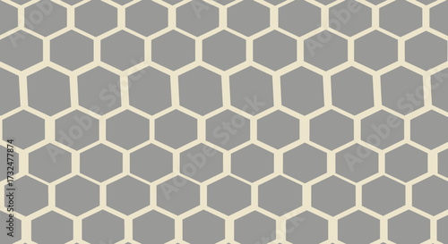 Grey hexagon filling tan grid pattern, slightly distorted