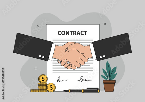 Contract signing event business office digital professional environment view collaboration concept