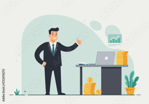 Business success office digital professional environment positive perspective financial growth