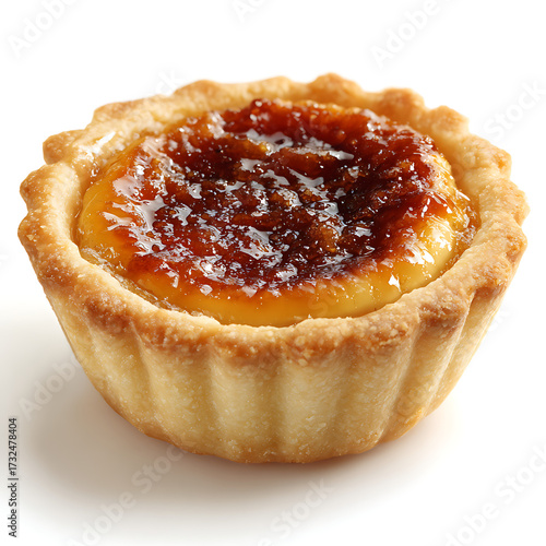 Wallpaper Mural A butter tart with golden caramel filling, isolated on white background. Torontodigital.ca