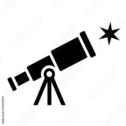 Telescope pointing at a star vector icon. A concept for business vision, strategy, and future goals.
