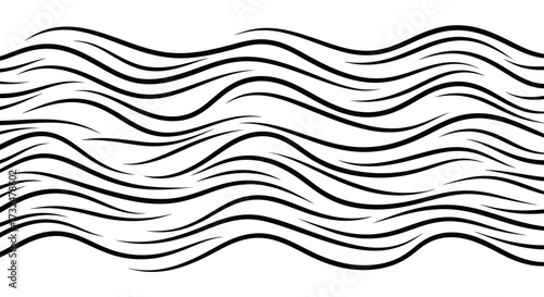 Black, wavy lines on a white background create a minimalist pattern