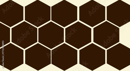 Brown hexagons arranged in a honeycomb pattern on light background