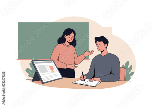 Interactive learning session classroom digital content educational environment engaging viewpoint modern teaching methods