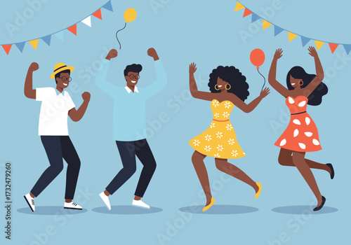 Celebration dance party festive venue colorful environment cheerful viewpoint joyful concept