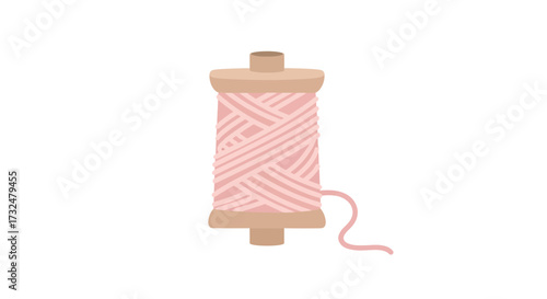 Aesthetic spool of pastel pink thread for creative crafting projects illustration