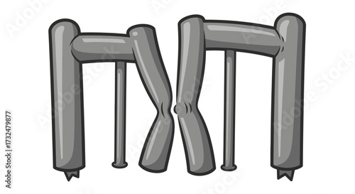 Cartoonish illustration of damaged turnstile, representing restrictions and access denial