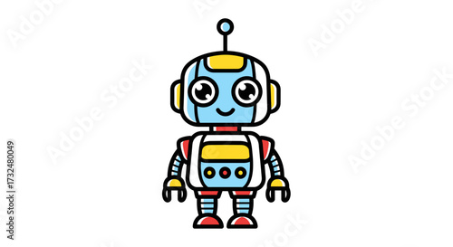 Charming cartoon robot illustration perfect for children's book or educational material design