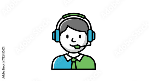 Customer service representative wearing headset icon for assistance service calls