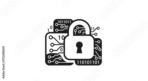 Digital Security Lock Representing Encryption and Protection of Sensitive Data Streams