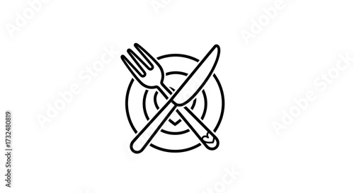 Elegant Line Art Depicting Dining Etiquette with a touch of Love for Food and Romance