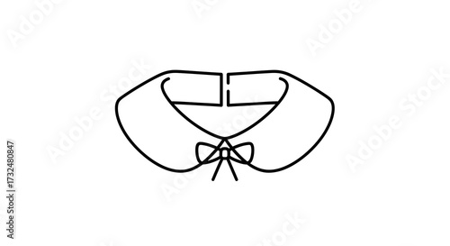 Elegant Peter Pan collar illustration with neat bow tie, suitable for apparel designs, stationery