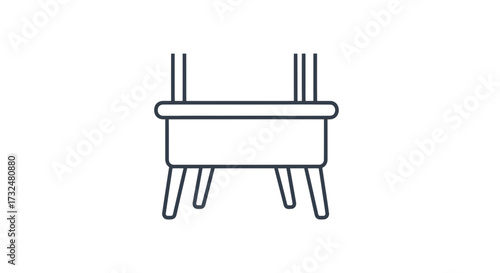 Elegant line drawing of a vintage washstand showcasing simplistic form and design elements