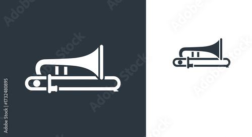 Elegant trombone silhouette with a monochromatic scheme for music design projects
