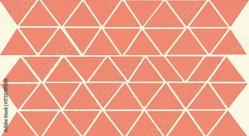 Pattern of peach triangles on off-white, horizontally aligned