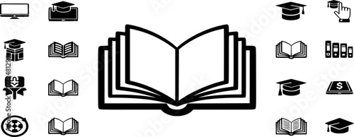 
Book icon vector. Online education and library icon set illustration