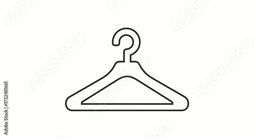 Isolated simple coat hanger outline on white background ideal for clothing design element