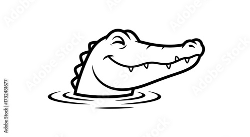 Joyful alligator emerging from water with a playful expression in a cartoon style