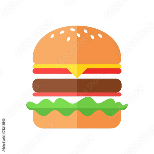 Delicious hamburger with cheese and vegetables, tasty fast food meal.