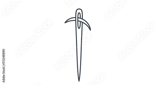 Minimalist vector illustration of a needle with thread, perfect for crafting designs and sewing