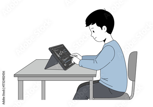 Coding skills development classroom digital learning educational environment side view technology integration