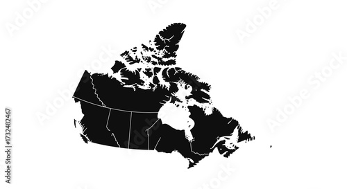 Striking black and white silhouette map outlining the borders of Canada creatively displayed