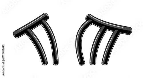 Stylized illustration of cartoonish, simplistic abstract shape with a monochromatic palette and a