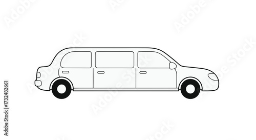 Stylized limousine illustration on a black background offering a minimalist representation