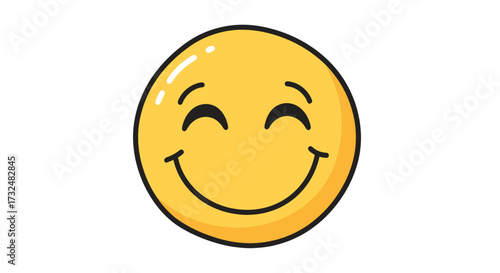 Vibrant cartoon emoticon conveying happiness and cheerfulness in simple design style