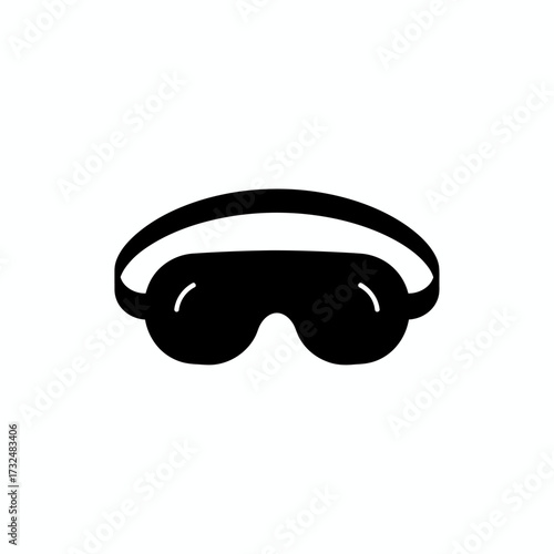 Black glyph icon of safety glasses. Protective eyewear for eye protection in laboratory or construction work.