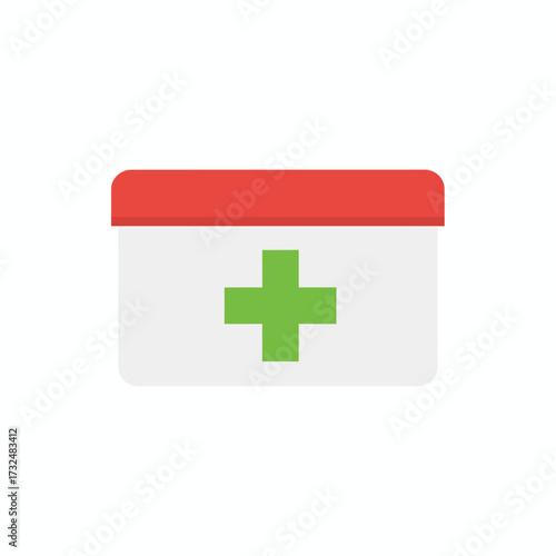 Simple flat icon of a first aid kit. Medical box symbol for emergency and healthcare, isolated vector illustration.
