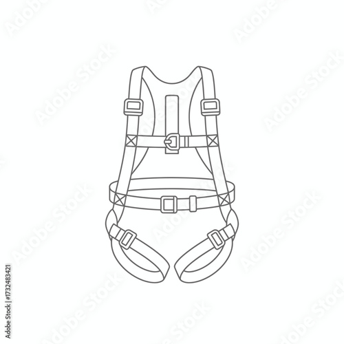 Safety harness line icon. Fall protection equipment for working at heights in construction or climbing, vector illustration.