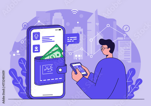 Digital wallet usage trends urban environment infographic business insights informative perspective