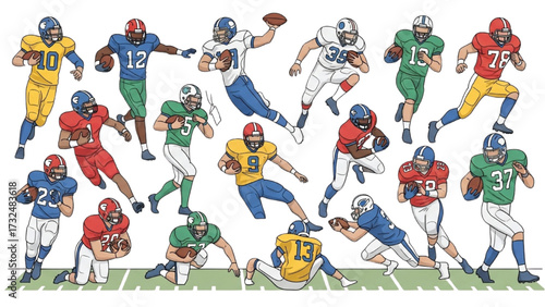 American Football Players Silhouettes – Vector Illustration Set AI EPS PNG JPEG