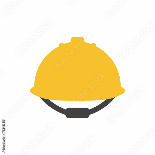 Yellow construction hard hat icon. Essential head protection gear for builders, engineers, and industrial workers.