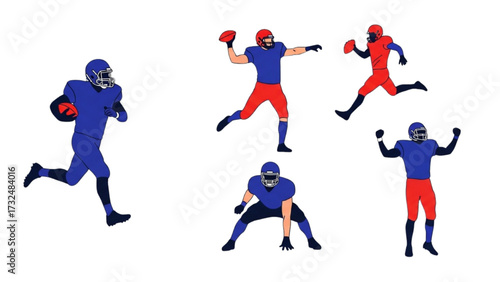 American Football Players Silhouettes – Vector Illustration Set AI EPS PNG JPEG