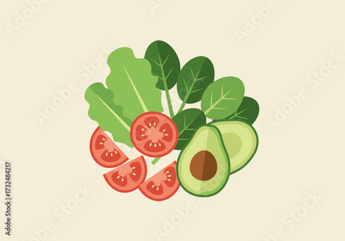Fresh salad ingredients tomatoes and avocados kitchen food minimalist healthy eating